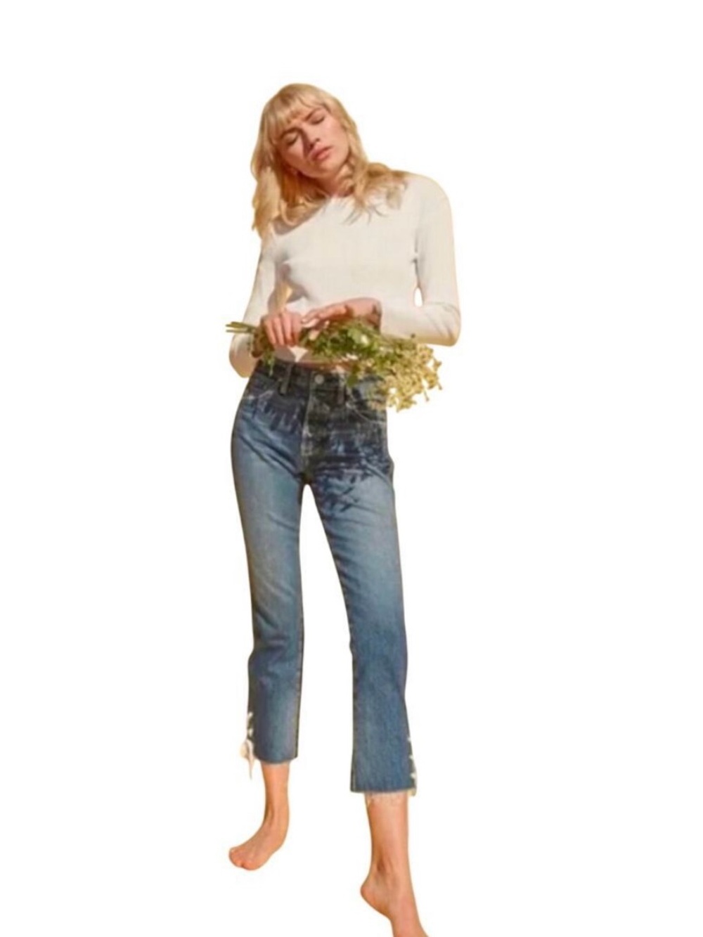 AMO Babe High Rise Ankle Straight Lace Up Jeans in Love Note